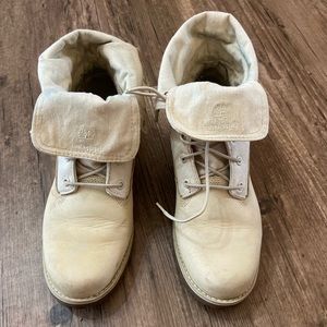 Timberland cream fold over boots